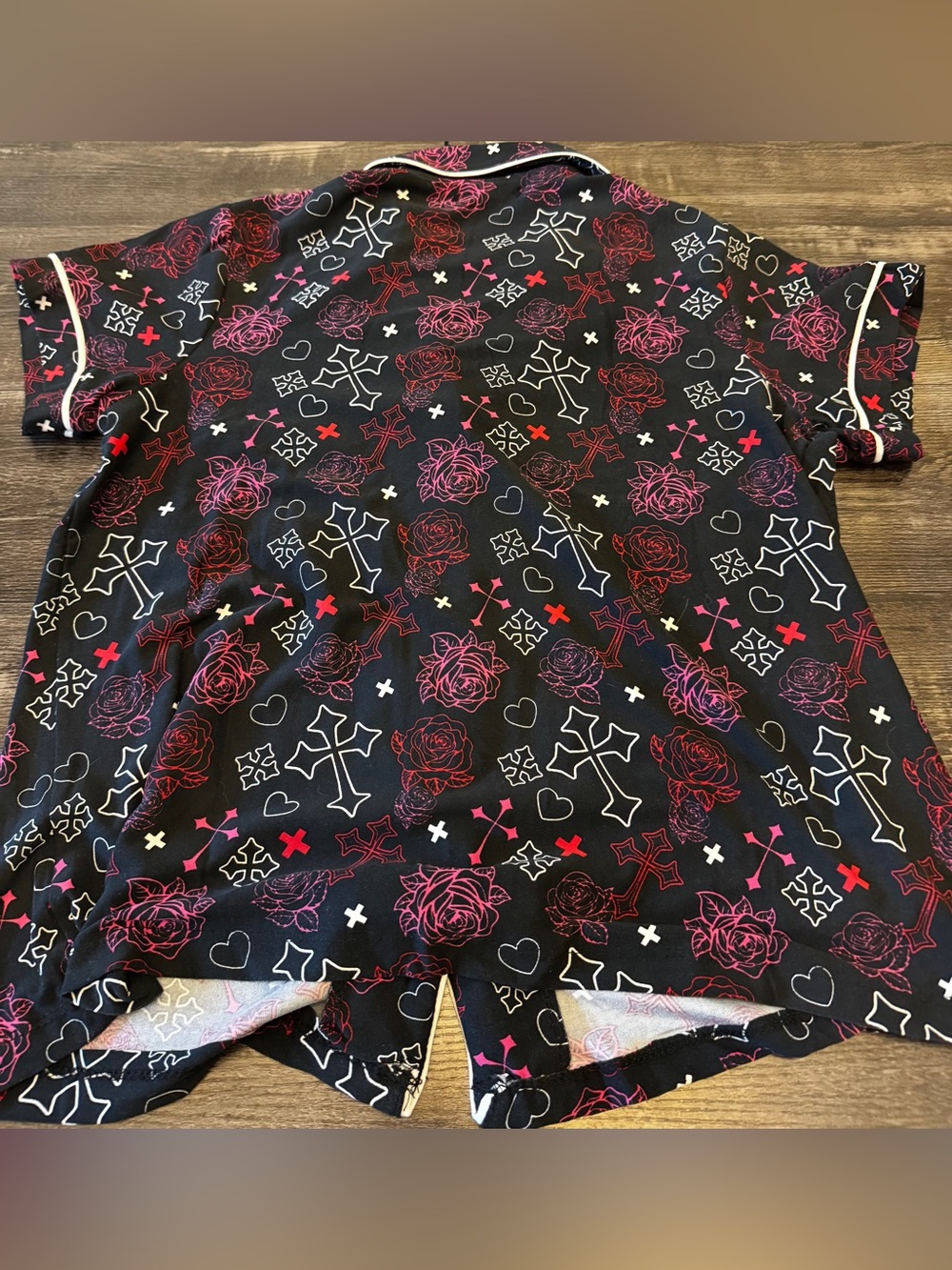 Perfect Angel Rose Cross Print Pajama Shorts Set NWT - Picture 6 of 14
